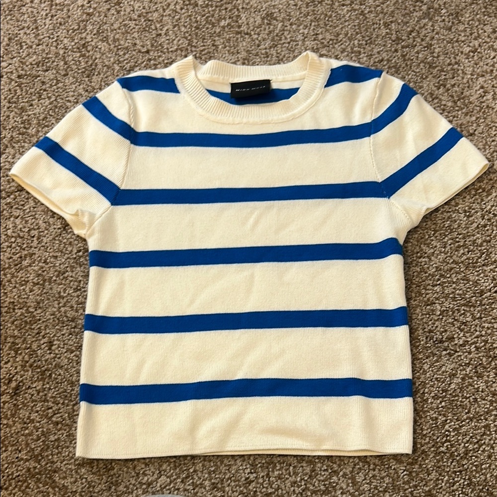 Blue and Cream Striped Womens Shirt